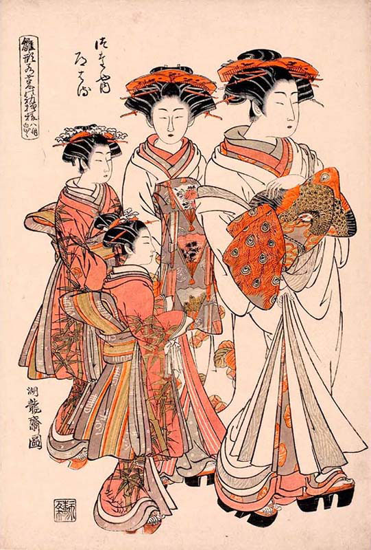 The Courtesan Michiharu of the Tsutaya Accompanied by her Attendants